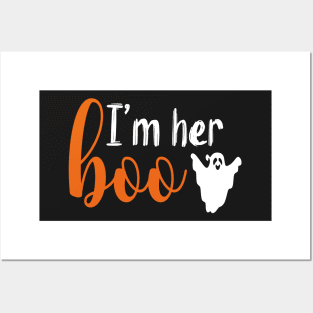 I'm Her Boo | Orange and White Text Couples Halloween Posters and Art